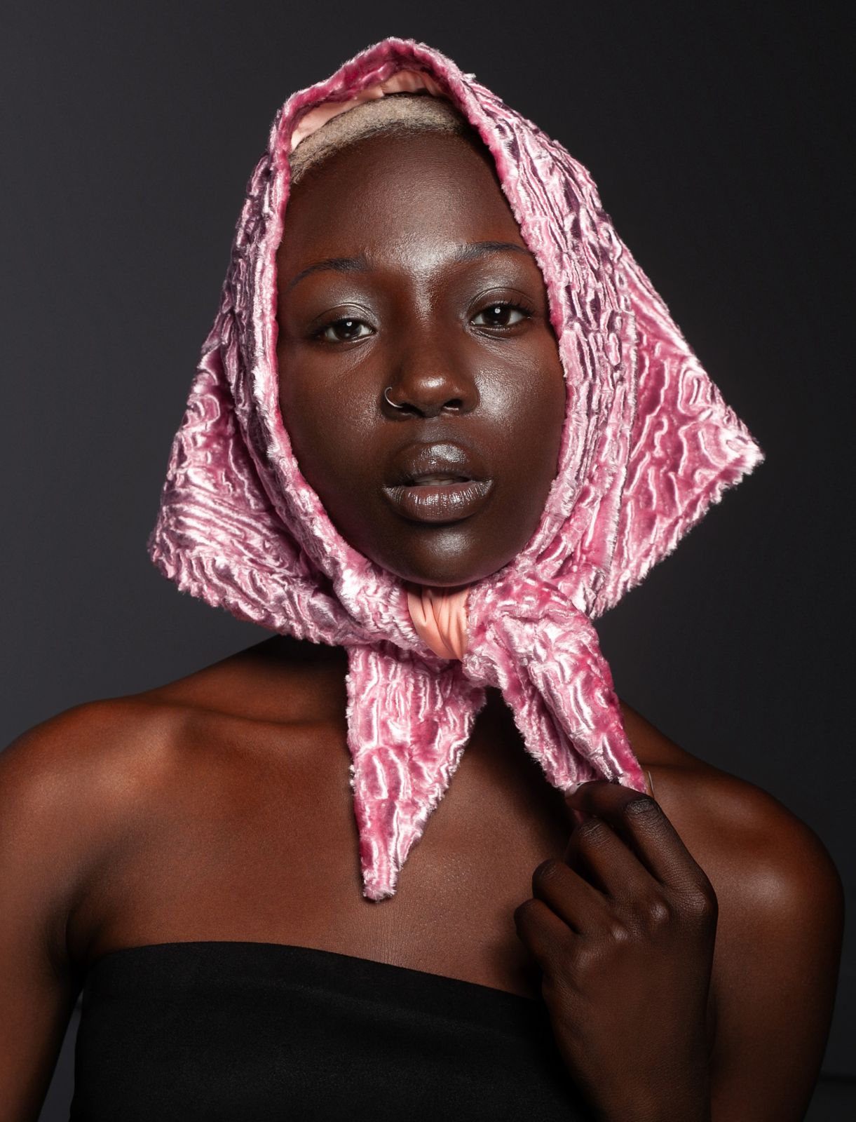 Photo #1 - Kerchief eco fur Tissavel - astrakhan quartz