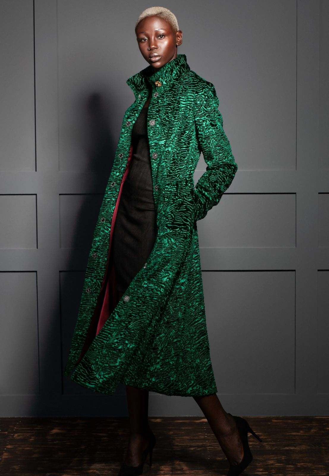 Photo #1 - Coat eco fur Tissavel - astrakhan emerald