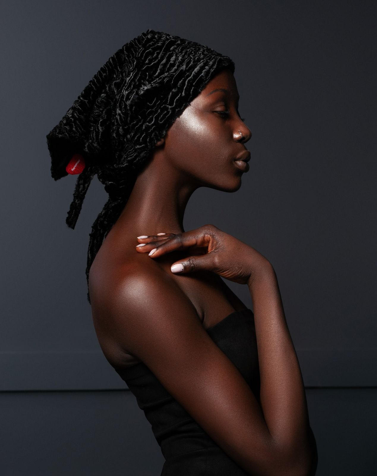 Photo #1 - Kerchief eco fur Tissavel - astrakhan obsidian