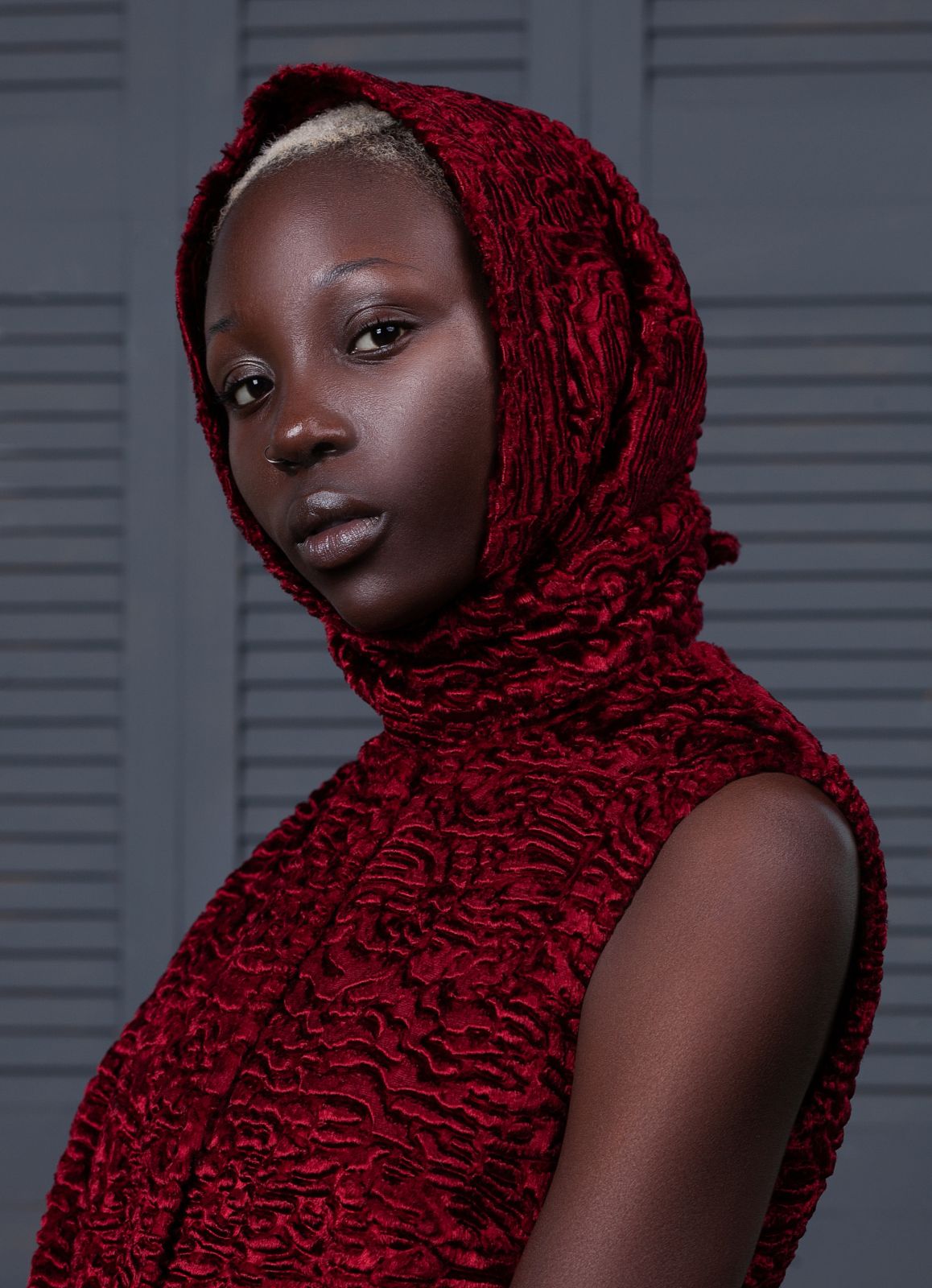 Photo #2 - Kerchief eco fur Tissavel - astrakhan garnet