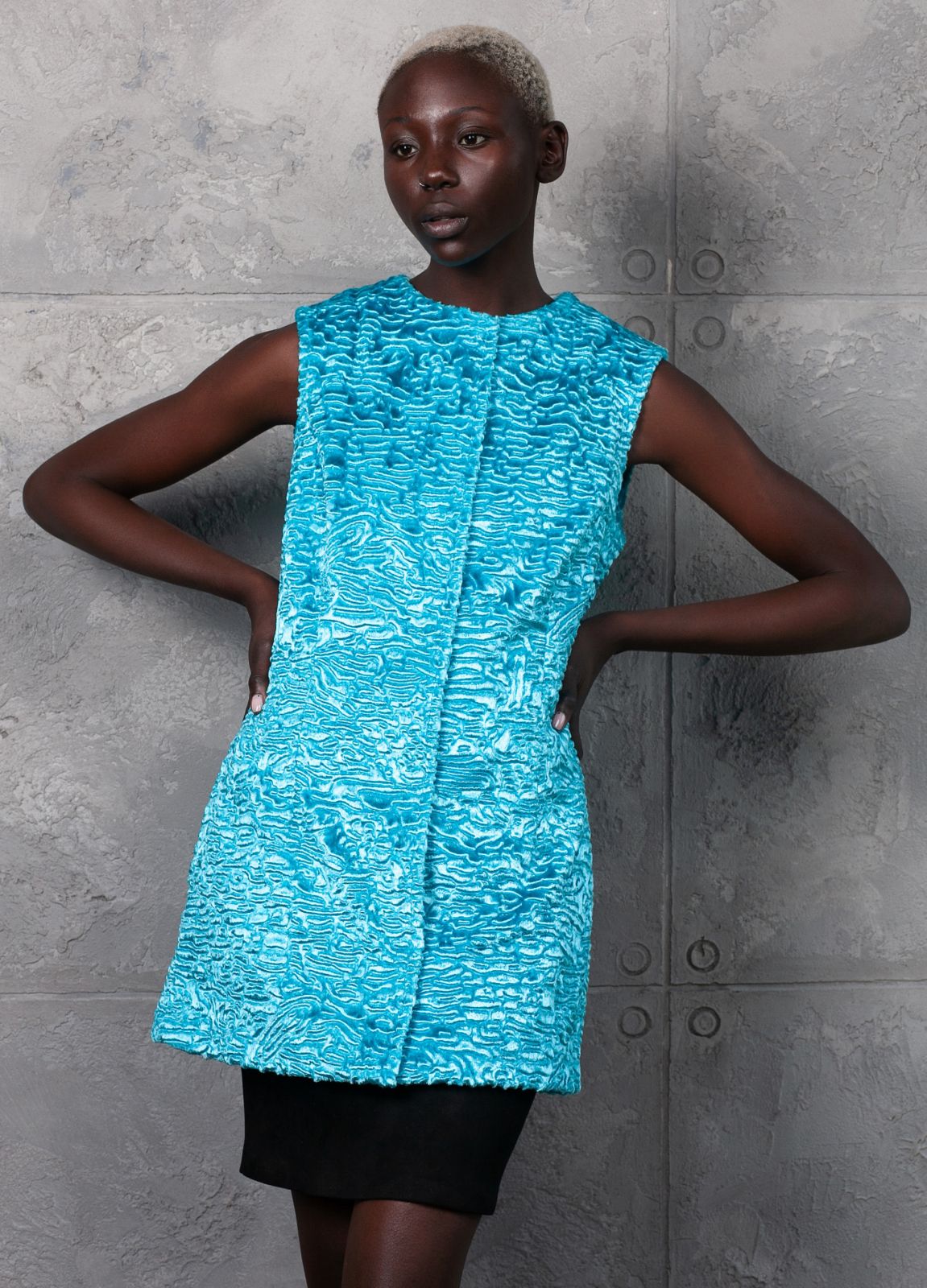 Photo #1 - Vest eco fur Tissavel - astrakhan aquamarine