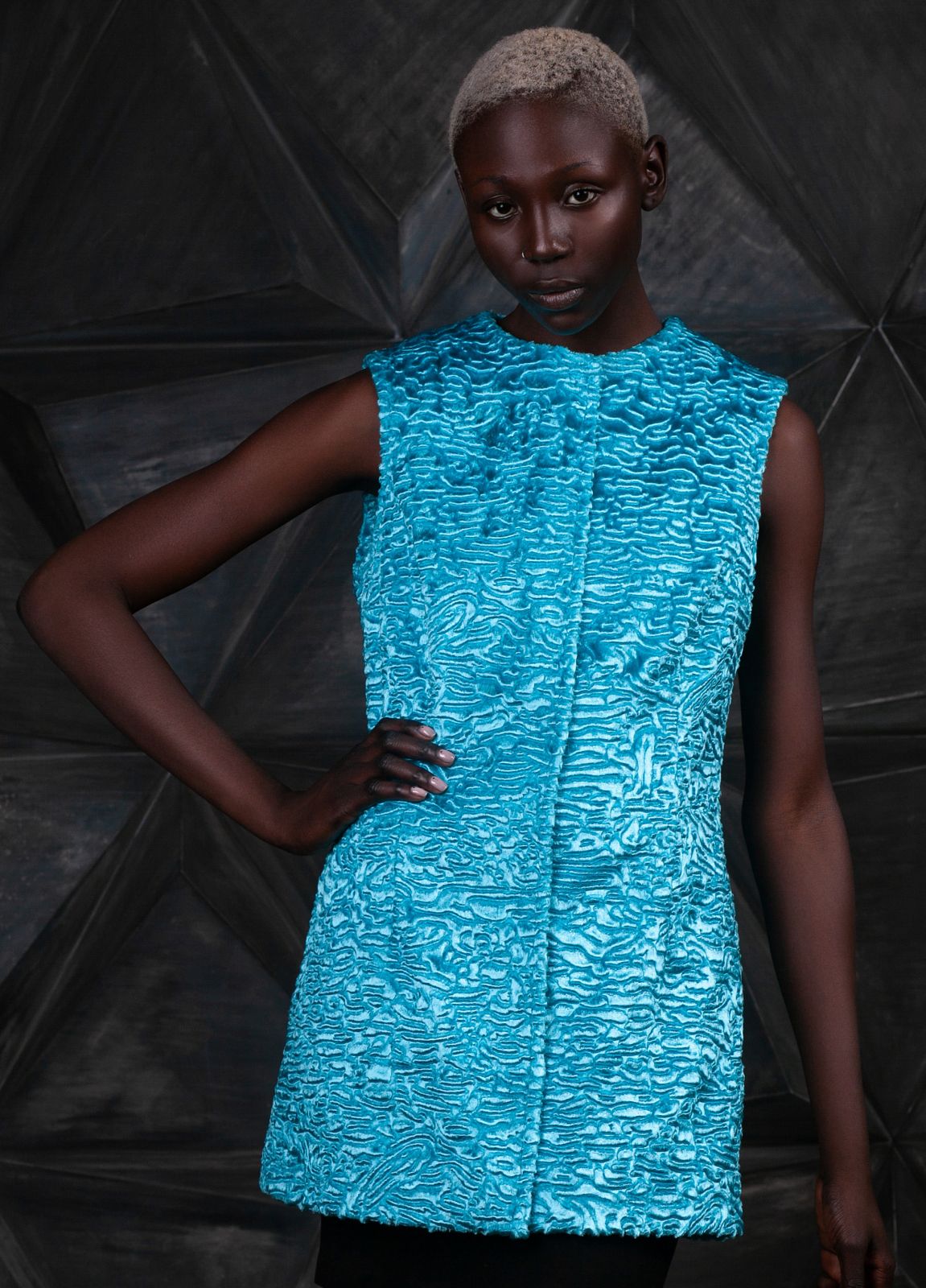 Photo #3 - Vest eco fur Tissavel - astrakhan aquamarine