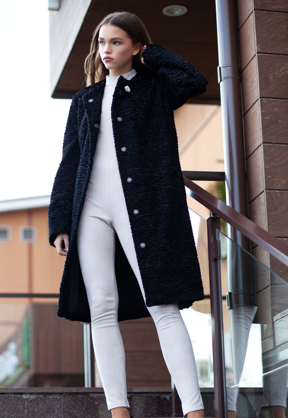 Photo #1 - Coat eco fur Tissavel - astrakhan obsidian