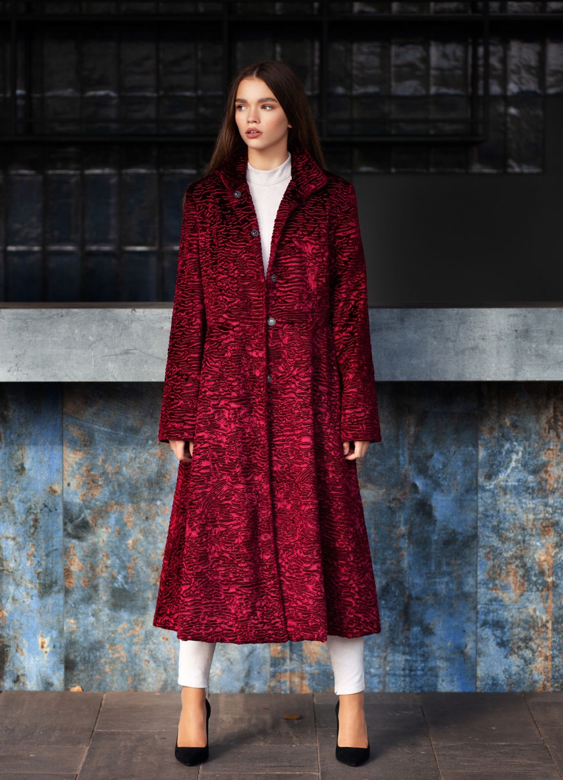 Photo #1 - Coat eco fur Tissavel - astrakhan garnet