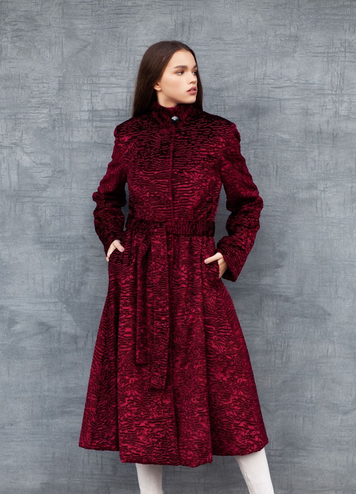 Photo #3 - Coat eco fur Tissavel - astrakhan garnet