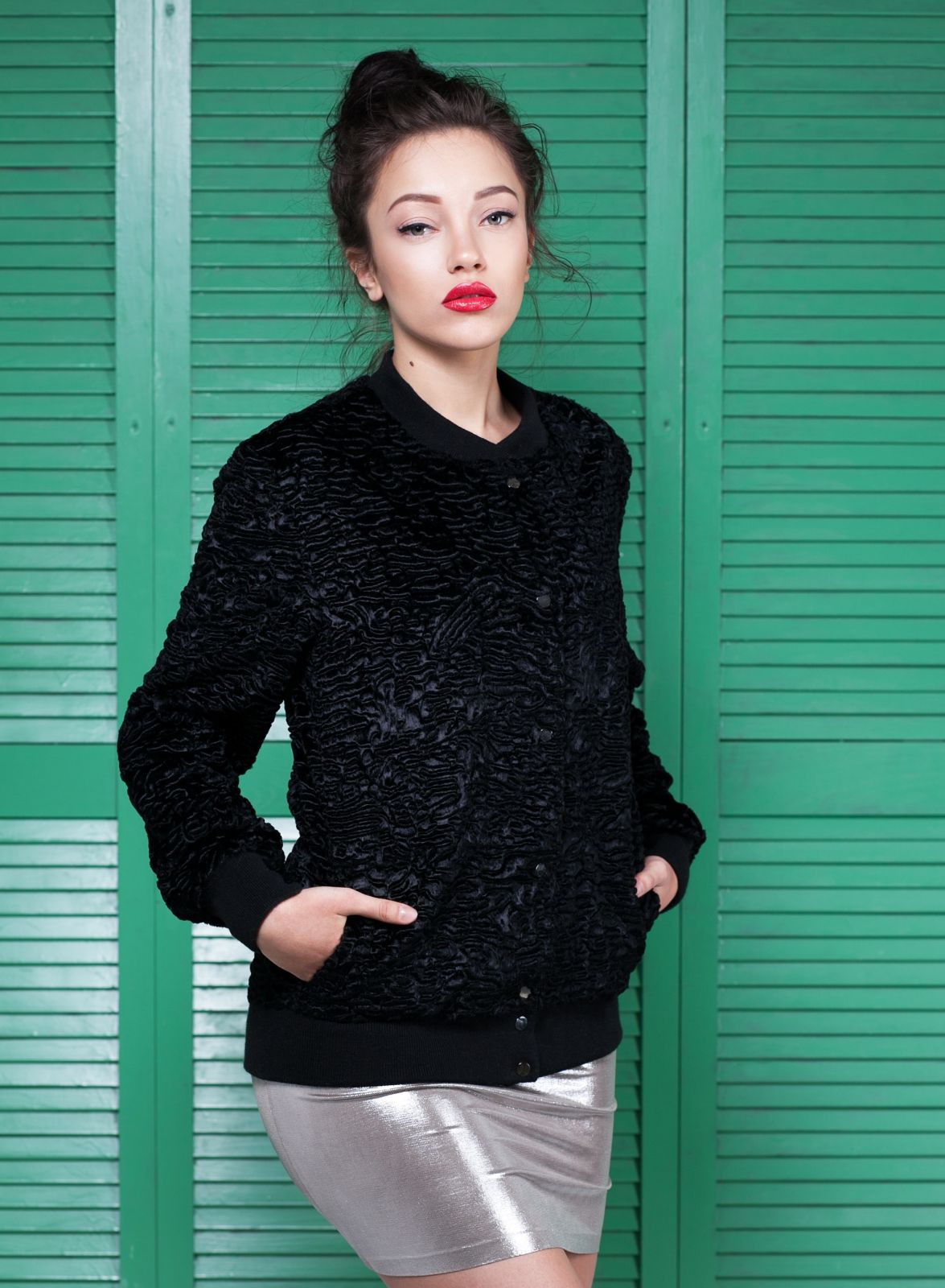 Photo #2 - Bomber eco fur Tissavel - astrakhan obsidian