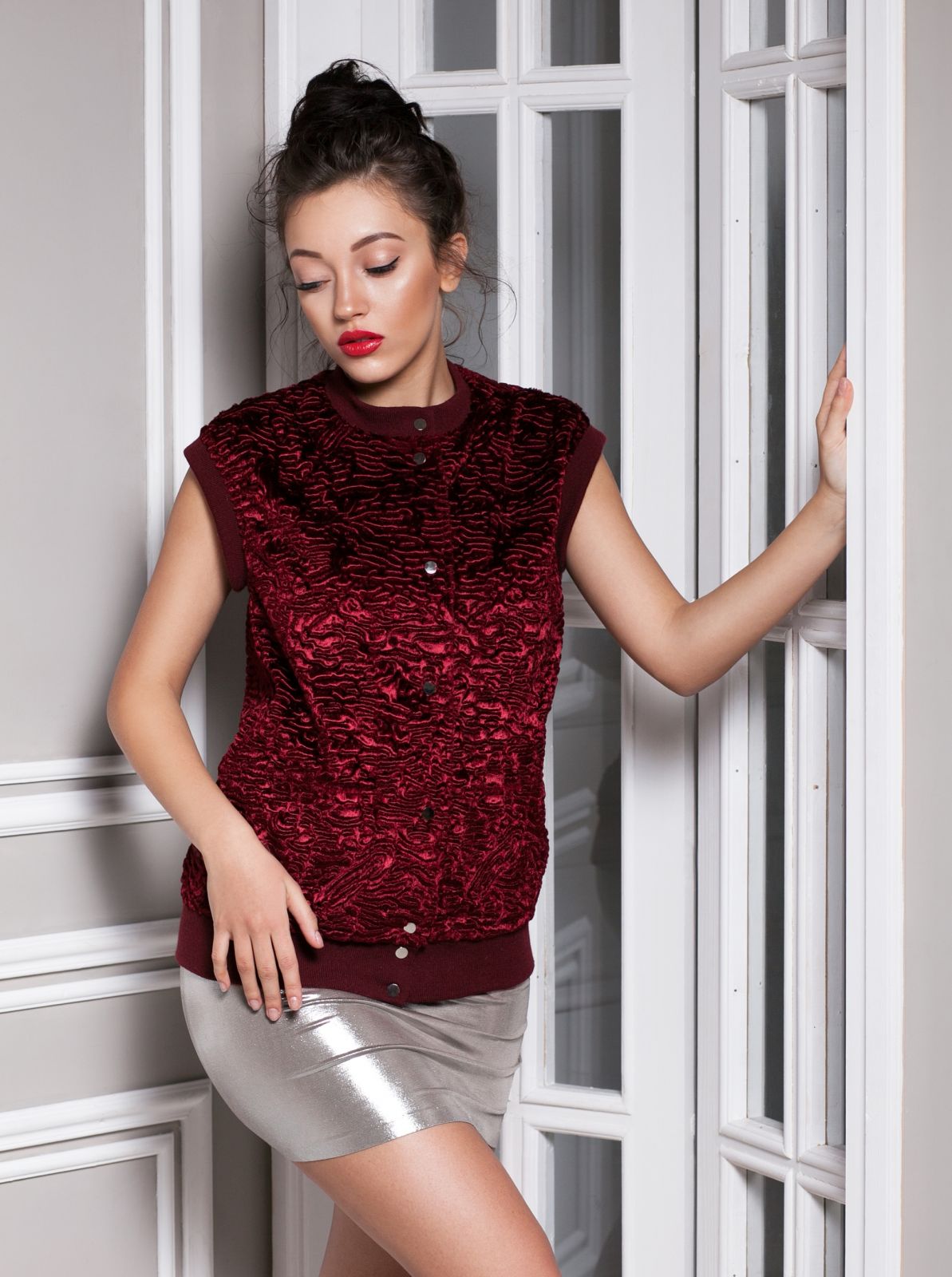 Photo #2 - Bomber eco fur Tissavel - astrakhan garnet