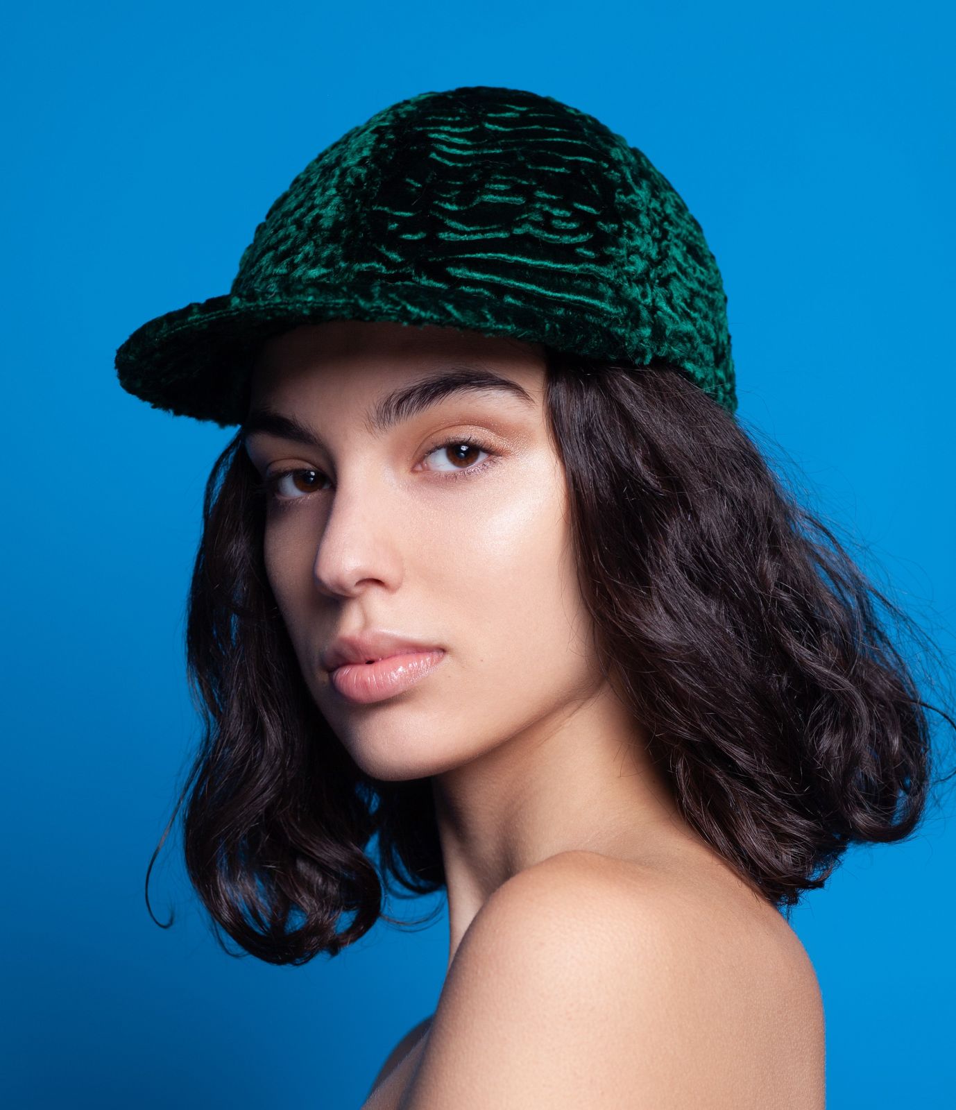 Photo #1 - Baseball hat eco fur Tissavel - astrakhan emerald