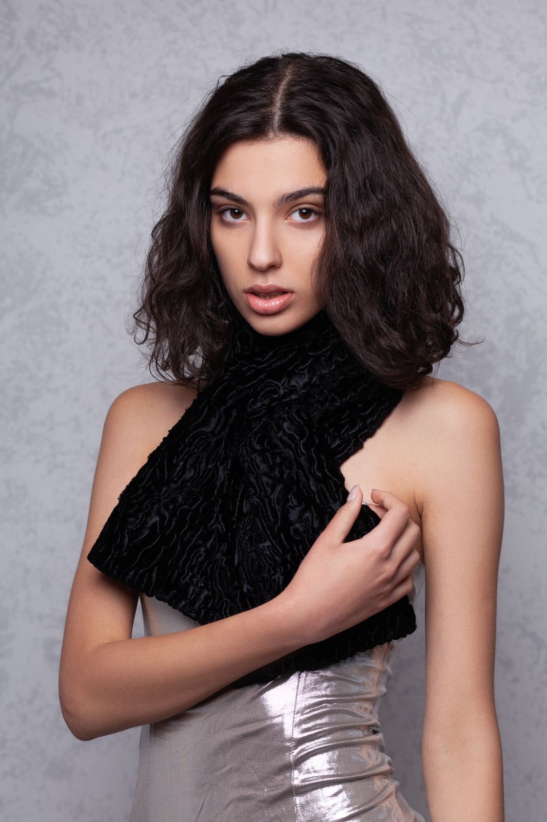Photo #1 - Scarf eco fur Tissavel - astrakhan obsidian