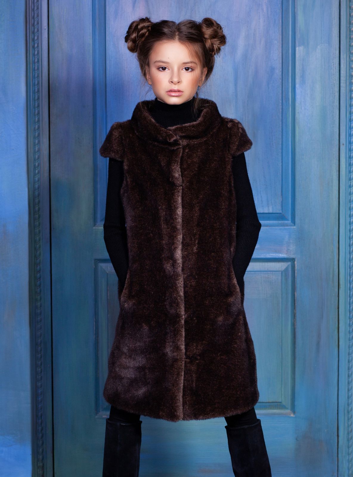 Photo #2 - Kids vest eco fur Tissavel - mink cappuccino