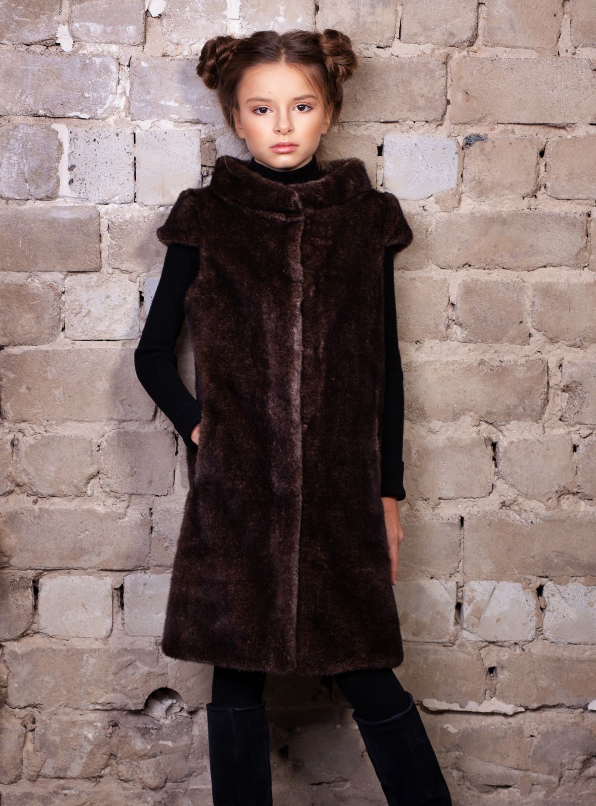 Photo #3 - Kids vest eco fur Tissavel - mink cappuccino