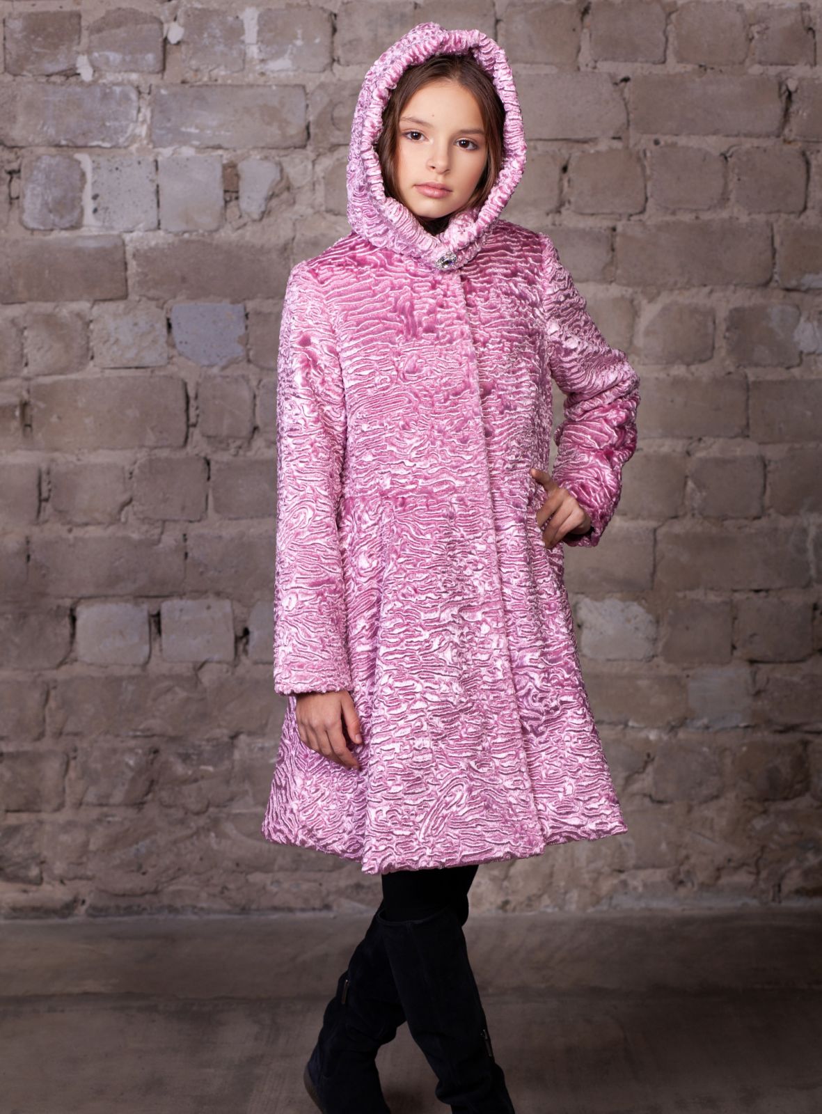 Photo #3 - Kids coat eco fur Tissavel - astrakhan quartz