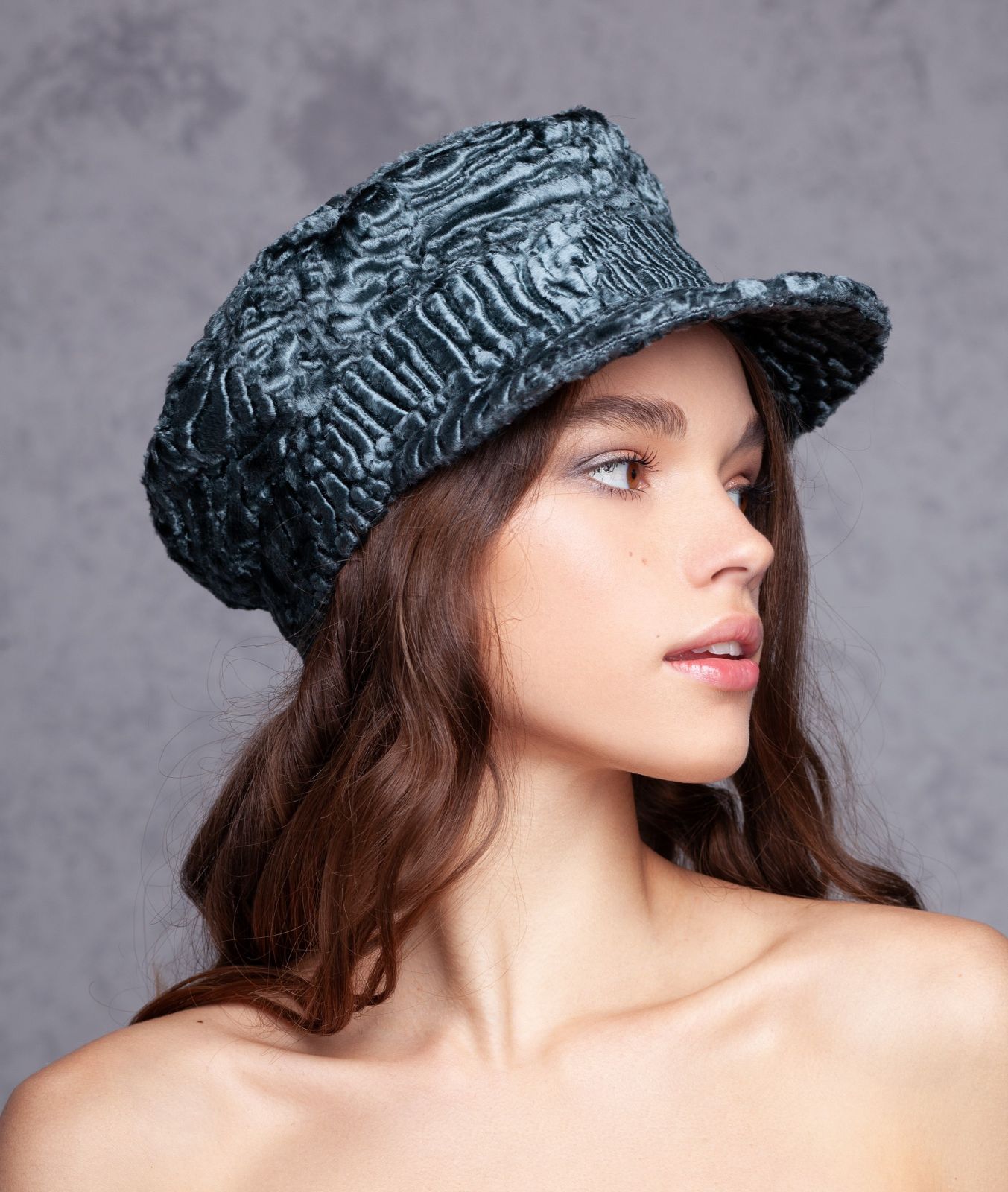 Photo #1 - Baker boy hat eco fur Tissavel - astrakhan marengo