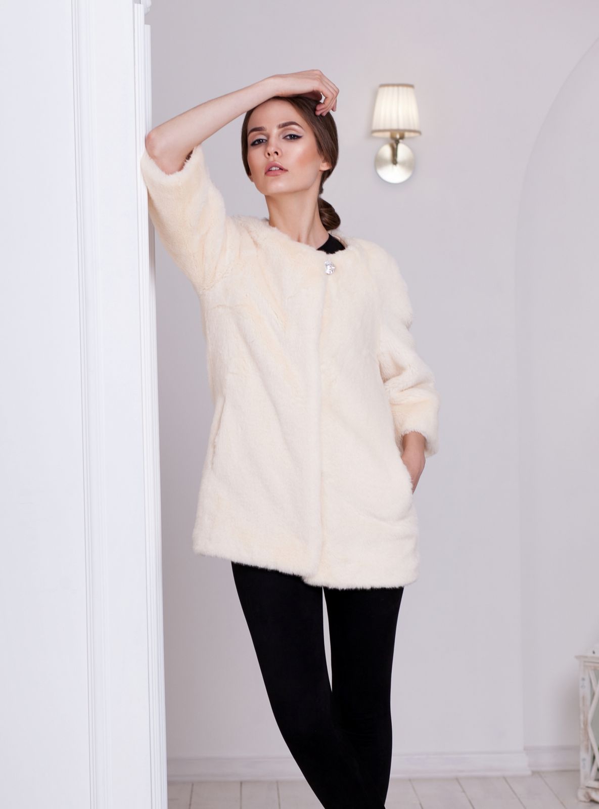 Photo #3 - Coat eco fur Tissavel - mink pearl