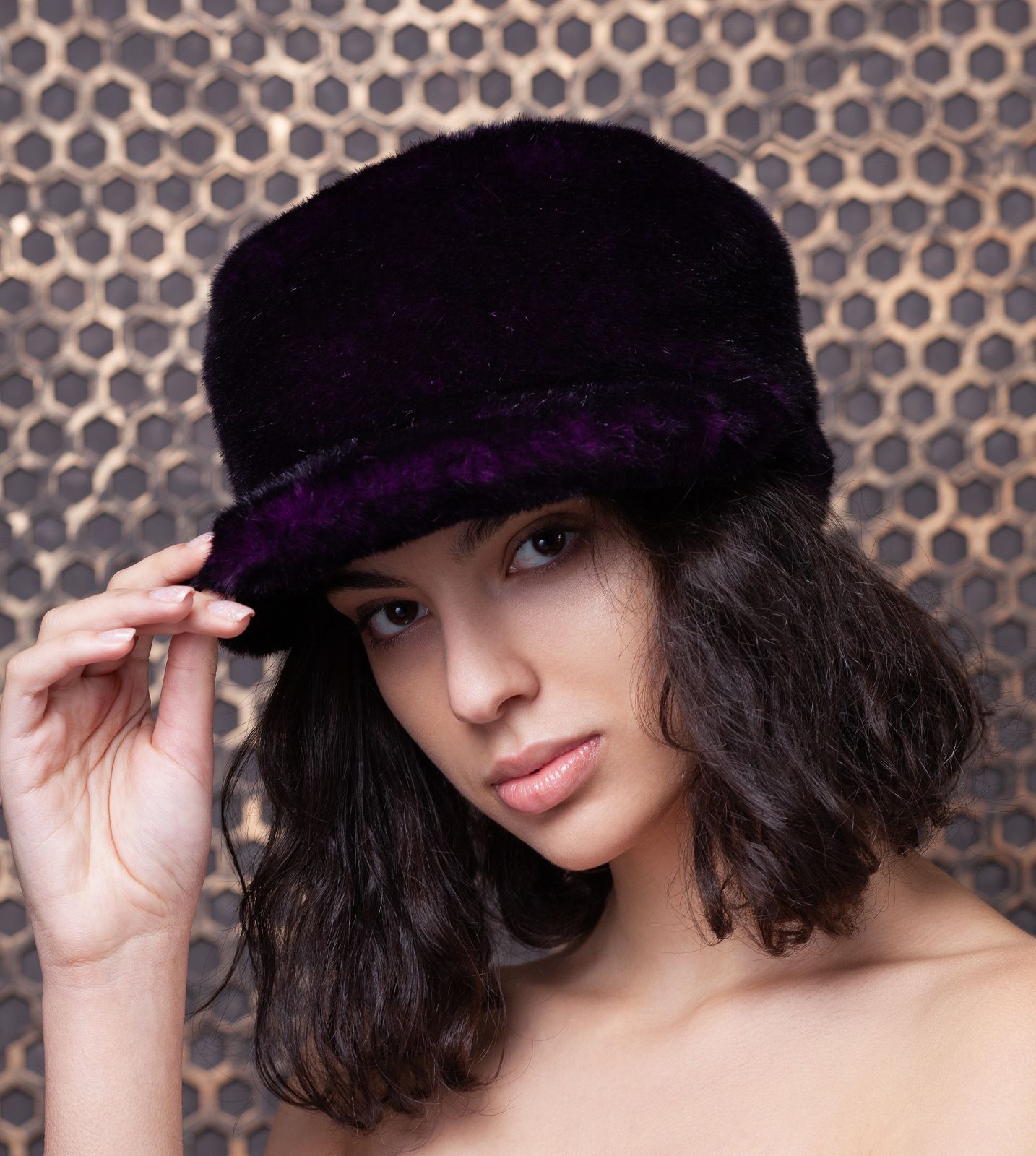 Photo #1 - Cap eco fur Tissavel - mink amethyst